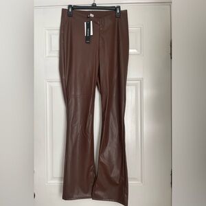 Chocolate Brown Vegan Leather Flares
